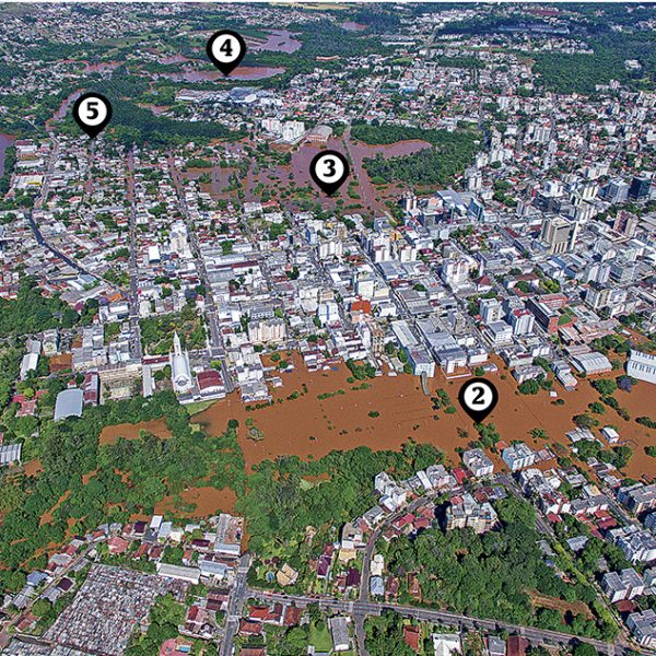 Taquari atinge 25 metros e   transborda sobre Lajeado