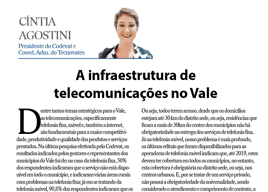 A infraestrutura de  telecomunicações no Vale