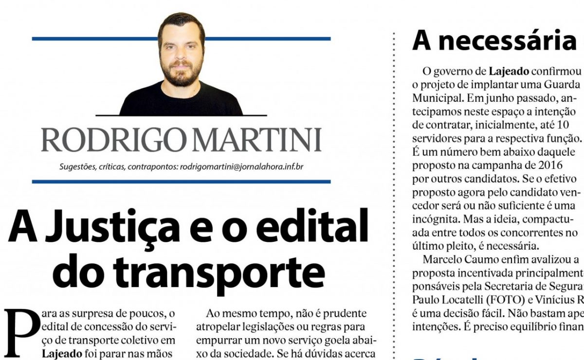 A Justiça e o edital do transporte