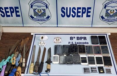 Operação no Presídio apreende celulares e armas brancas