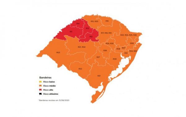 Após recursos, RS tem quatro regiões em vermelho