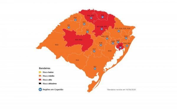 Novo mapa do Distanciamento Controlado tem cinco regiões em vermelho