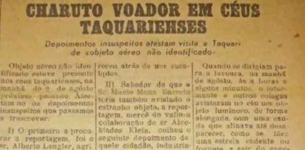 Há 55 anos, Taquari registrava suposto óvni