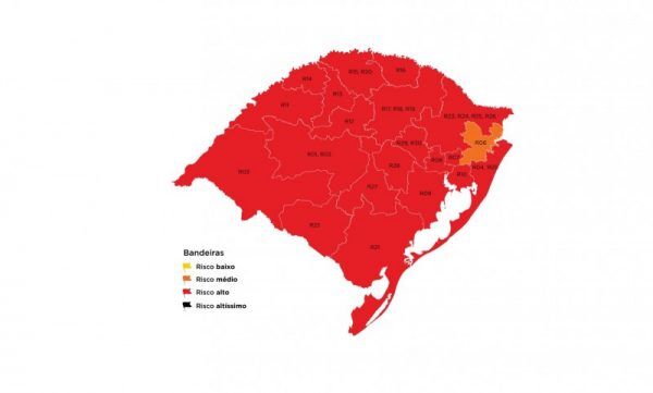 Recursos são indeferidos e RS se mantém com 20 regiões em vermelho