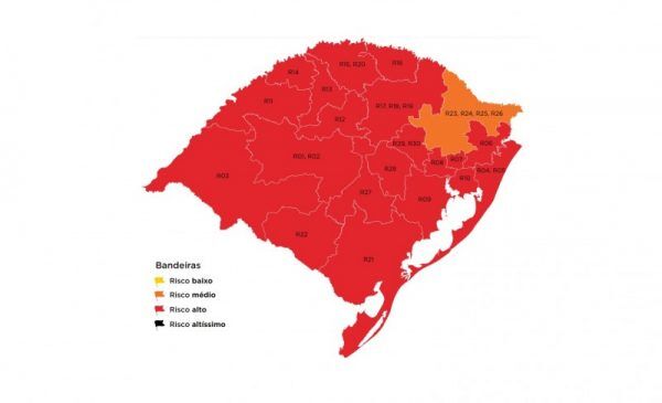 Estado anuncia 20 regiões em bandeira vermelha