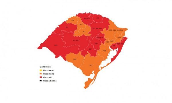 Mapa preliminar classifica 11 regiões em bandeira vermelha