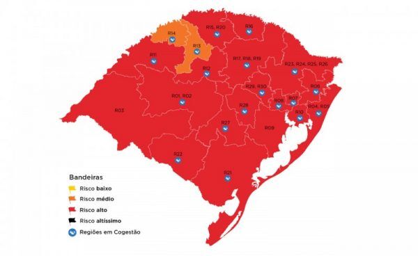 Estado confirma 19 regiões vermelhas