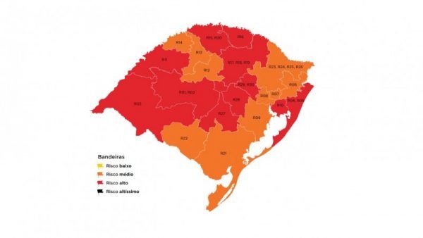 Governo nega recursos e RS segue com 11 regiões em bandeira vermelha