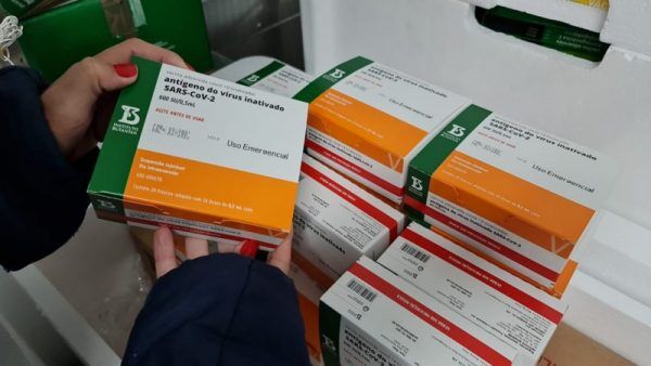 Remessa com 22,8 mil doses de vacinas Coronavac chega ao RS