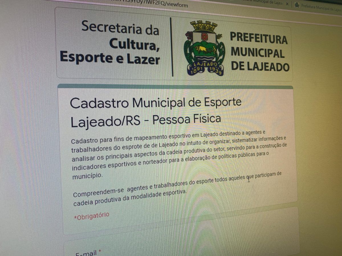 Prefeitura inicia cadastramento de agentes e entidades esportivas de Lajeado