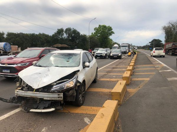 Motociclista fica ferido em acidente na BR-386 em Estrela
