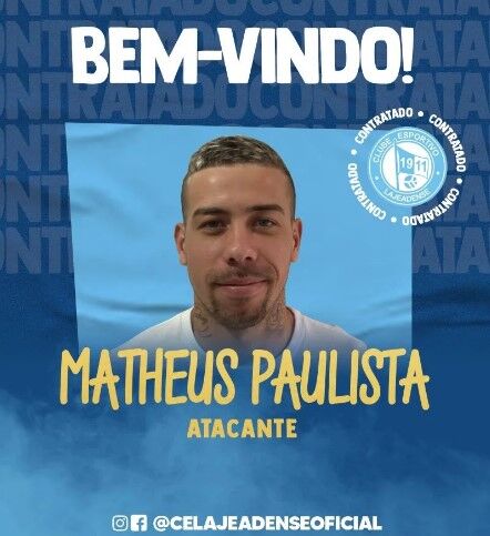 Lajeadense anuncia contratação do atacante Matheus Paulista