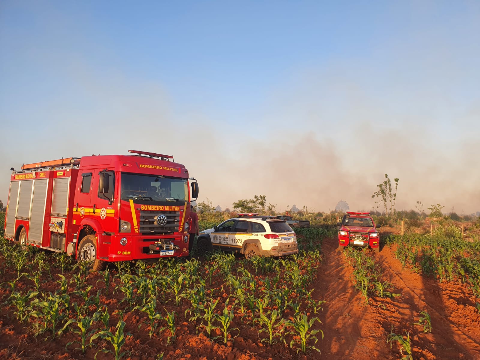 Incêndio atinge vegetação às margens da BR-386 em Fazenda Vilanova