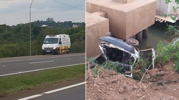 Carro é encontrado embaixo da ponte sobre o Boa Vista, em Estrela 