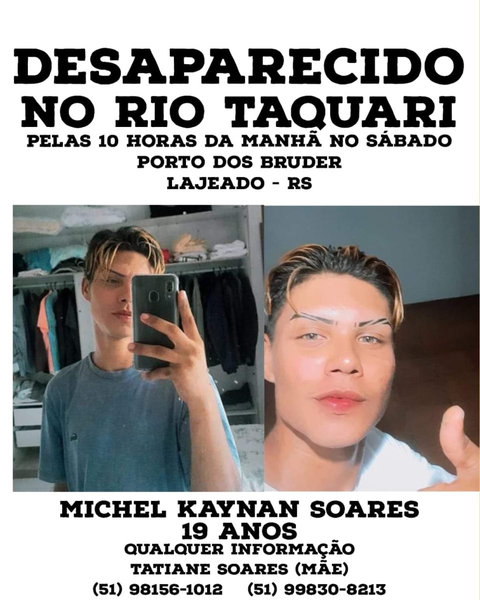 Família faz campanha para encontrar jovem desaparecido no Rio Taquari
