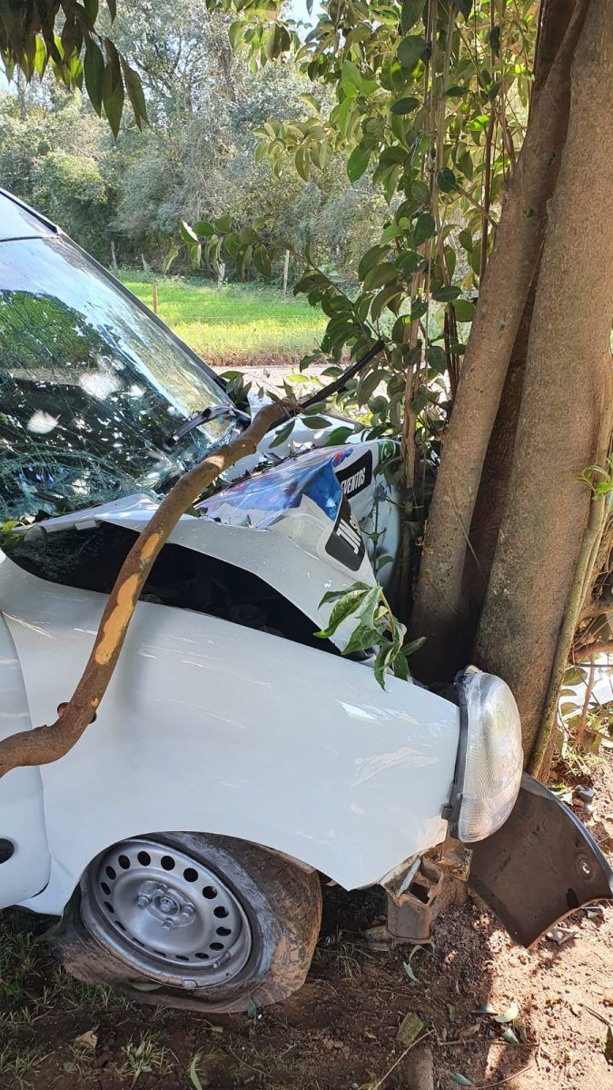 Homem colide carro contra árvore e fica ferido em Estrela