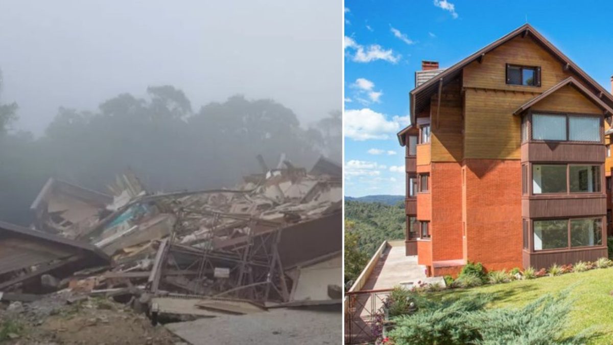 Após rachaduras no solo, prédio desaba em Gramado