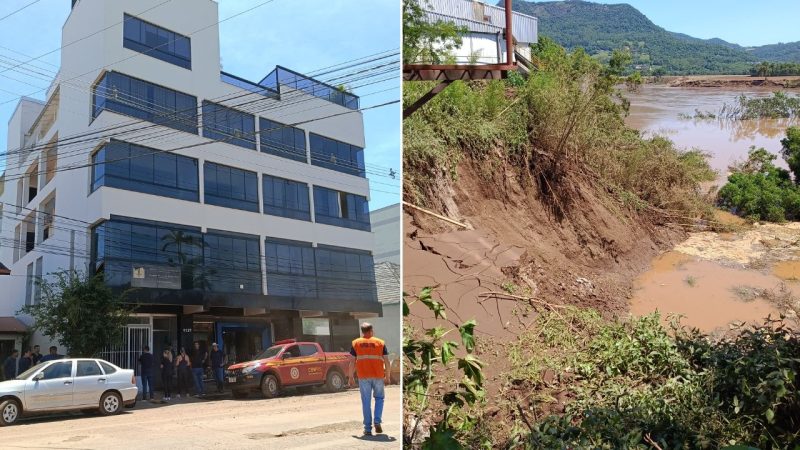 Defesa Civil evacua prédio em Roca Sales por risco de deslizamento