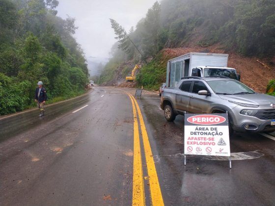 Detonações de rochas na ERS-129 seguem nesta segunda-feira