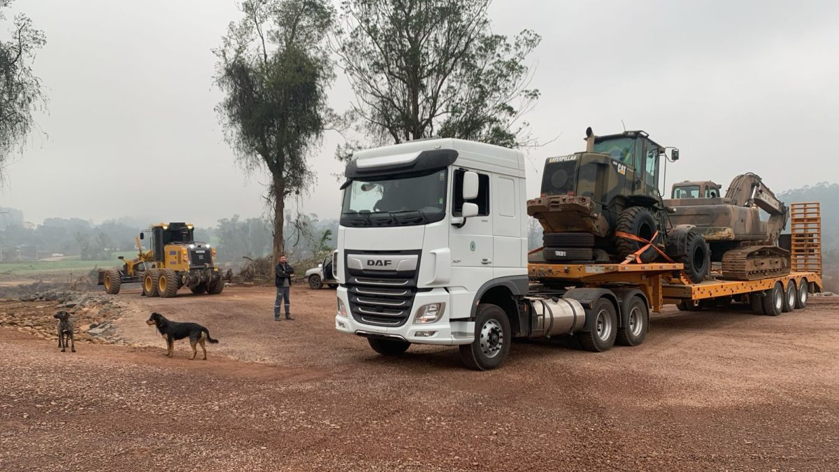 Estrutura e máquinas para instalar ponte provisória chegam a Lajeado