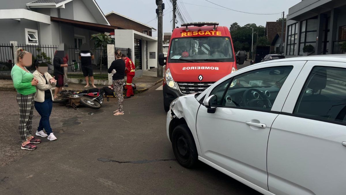 Colisão entre carro e moto deixa uma pessoa ferida em Teutônia