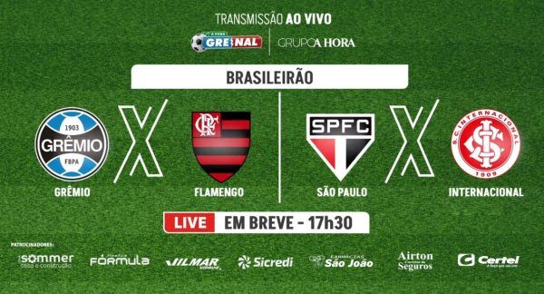 AO VIVO: Grupo A Hora transmite Grêmio x Flamengo e São Paulo x Internacional