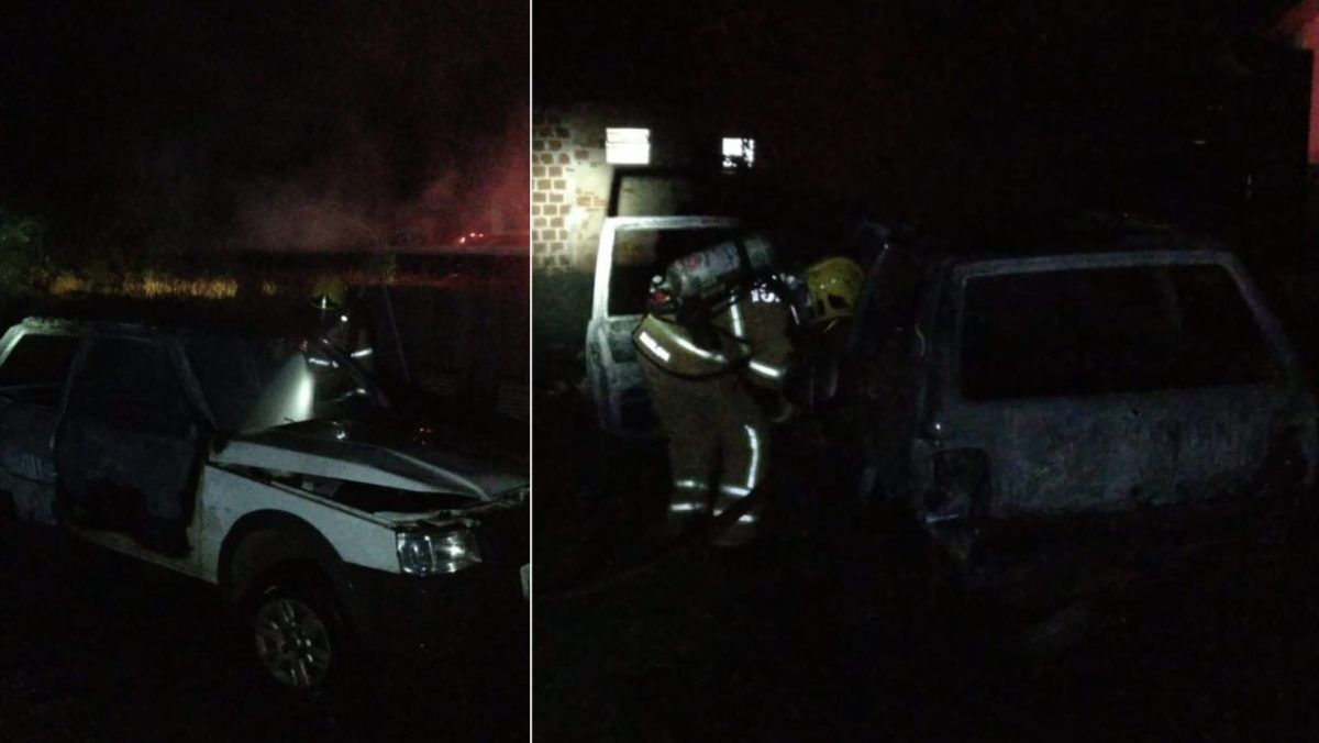 Bombeiros combatem incêndio em carro no interior de Mato Leitão