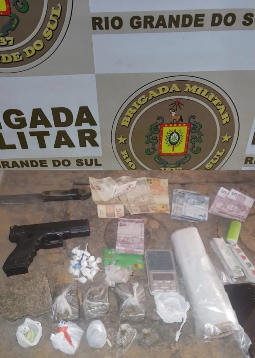 BM prende homem e apreende menor de idade com simulacro de arma de fogo e drogas