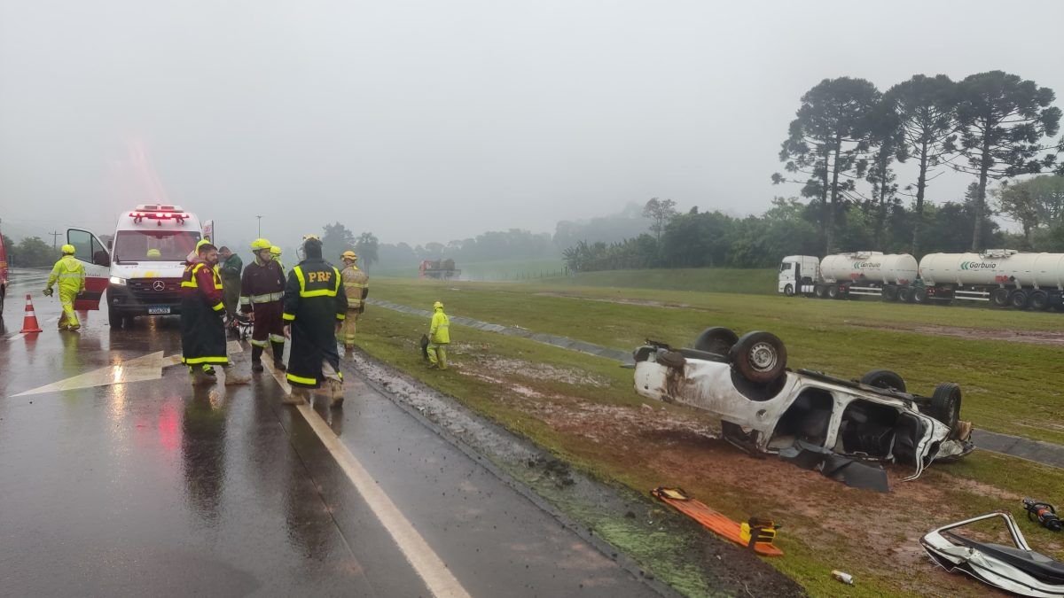 Capotamento deixa um morto no trevo de Bom Retiro do Sul