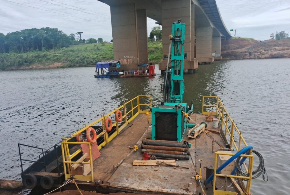 Obras na ponte do Rio Taquari avançam para etapa de estaqueamento