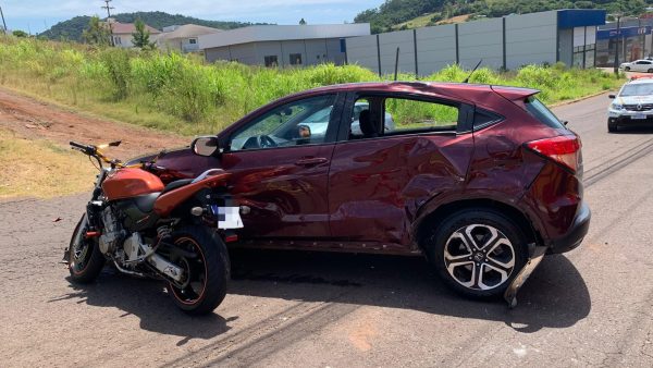 Colisão entre moto e carro deixa motociclista ferido em Teutônia