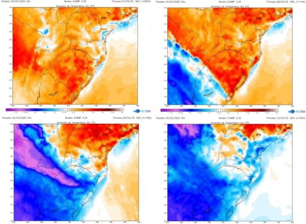 Frente fria chega ao RS na segunda semana de março