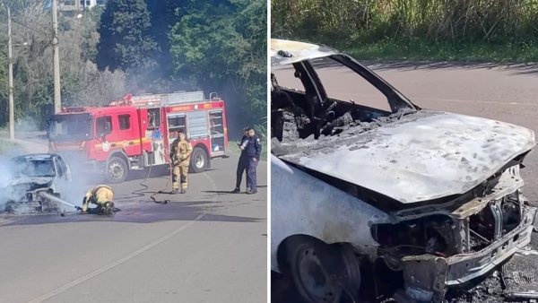 Incêndio atinge carro da prefeitura de Arroio do Meio